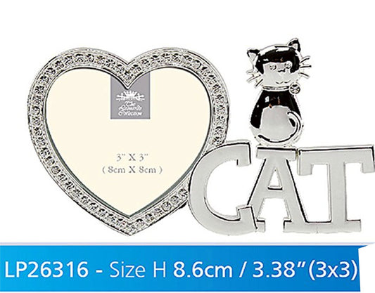 Diamante Love Cat Frame LP26316, excellent gift for cat lovers, photo frame with heart-shaped frame, a must buy gift for animal lovers and pet lovers....Stock limited. - hanrattycraftsgifts.co.uk