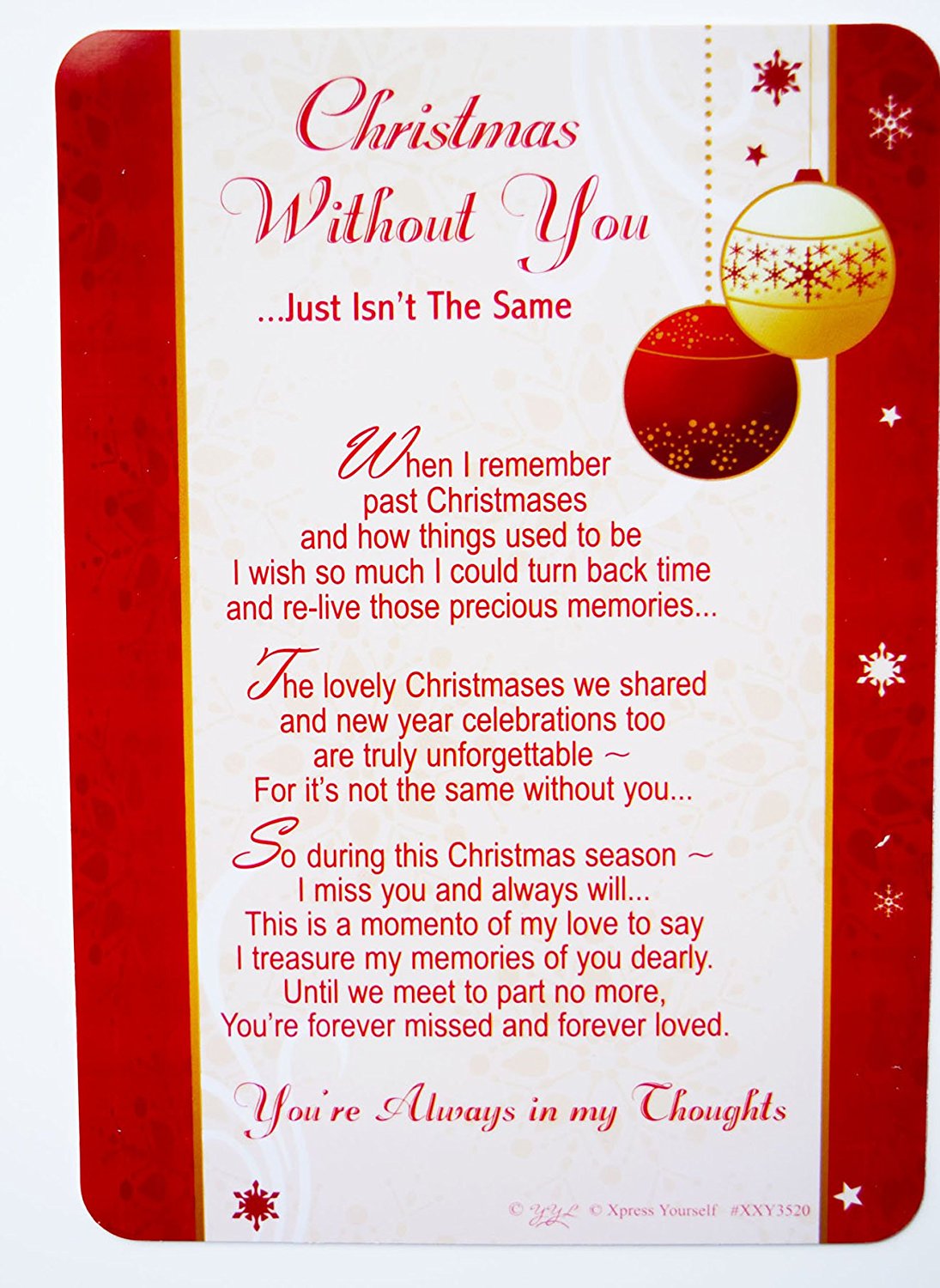 Christmas Without You Grave Card Decorations Memorial Remembrance Missing You - hanrattycraftsgifts.co.uk