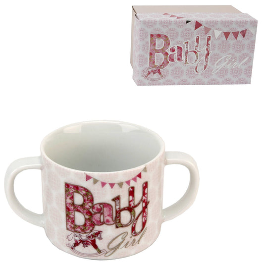 Laura Darrington Typography Ceramic Baby Mug - Baby Girl - hanrattycraftsgifts.co.uk