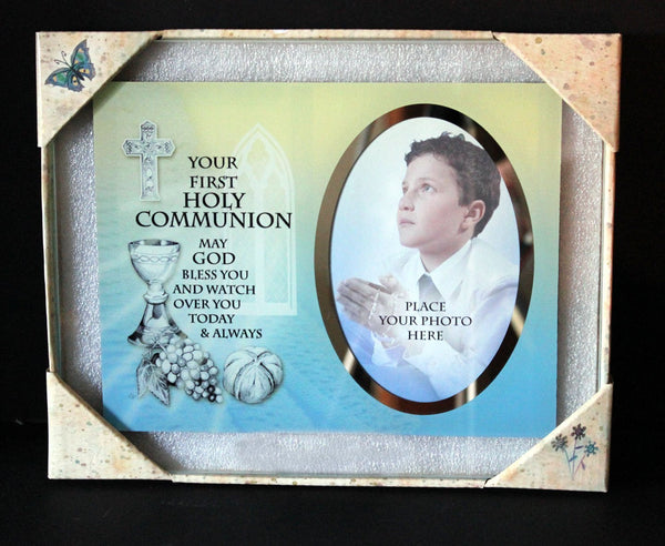 Inspirational Glass Poem Photo Frame His First Holy Communion Keepsake Gift to Treasure Forever! - hanrattycraftsgifts.co.uk
