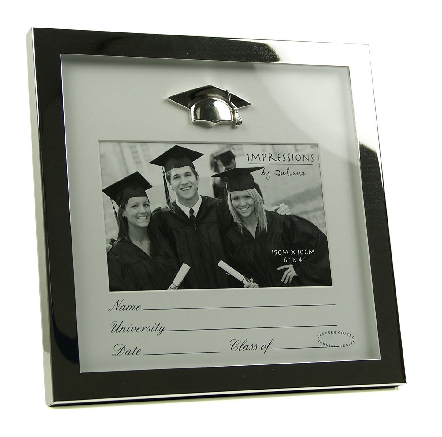 Shiny Silverplated Graduation Frame with mount 6" x 4" - hanrattycraftsgifts.co.uk