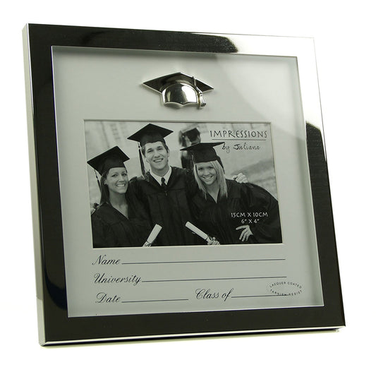 Shiny Silverplated Graduation Frame with mount 6" x 4" - hanrattycraftsgifts.co.uk