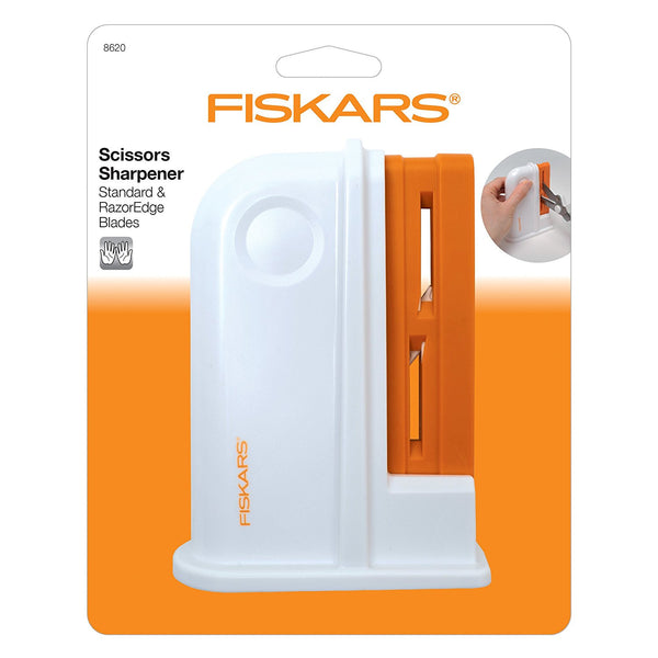 Fiskars Universal Scissor Sharpener, Plastic, Orange/White - hanrattycraftsgifts.co.uk