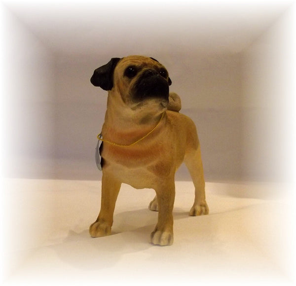 Leonardo Collection Pug Fawn Ornament Dog, Stone, Tan - hanrattycraftsgifts.co.uk