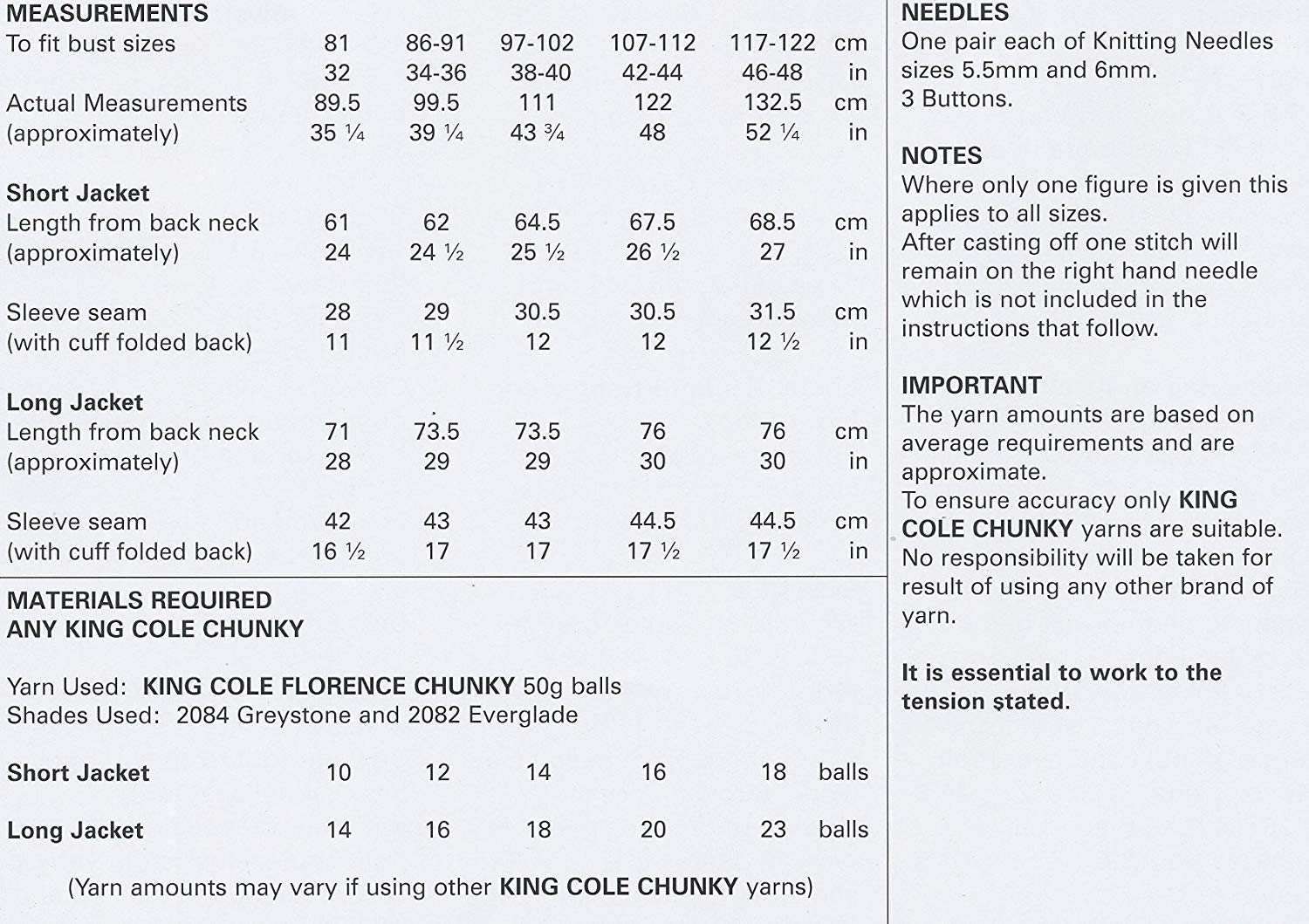 King Cole Ladies Knitting Pattern Womens Short or Long Jacket Cardigan Florence Chunky (4294) - hanrattycraftsgifts.co.uk