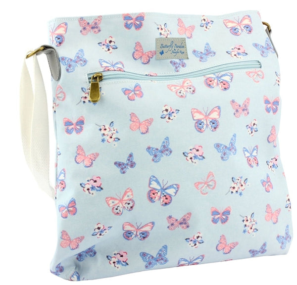 Lesser & Pavey Jennifer Rose Wipe Clean Laminated Canvas Butterfly Paradise Cross Body Bag - hanrattycraftsgifts.co.uk