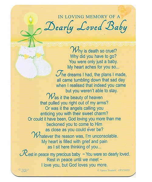 Grave Card - In Loving Memory Of A Dearly Loved Baby - XY35035 - Loss Of Child / Sympathy - hanrattycraftsgifts.co.uk