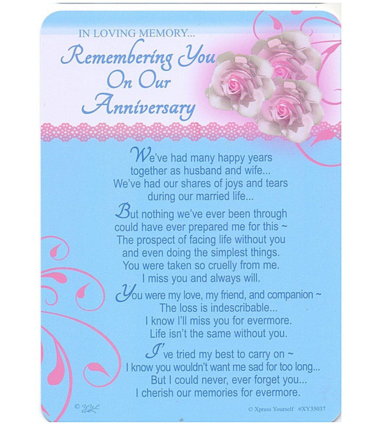 In Loving Memory - Remembering You On Our Anniversary - Grave/Graveside Memorial Card - hanrattycraftsgifts.co.uk