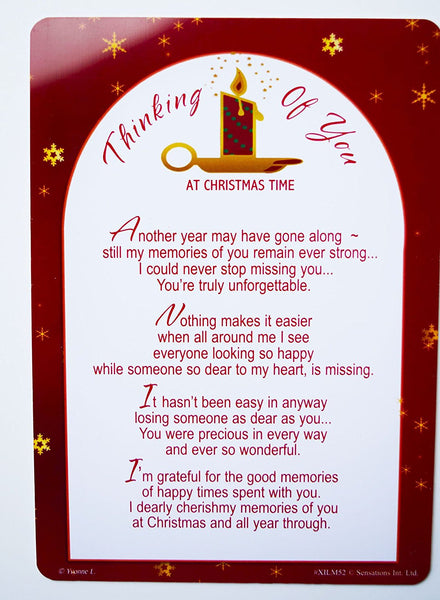Thinking Of You At Christmas Time Grave Card Decorations Memorial Remembrance - hanrattycraftsgifts.co.uk