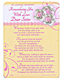In Loving Memory - Remembering You With Love Dear Sister - Grave/Graveside Memorial Card - hanrattycraftsgifts.co.uk