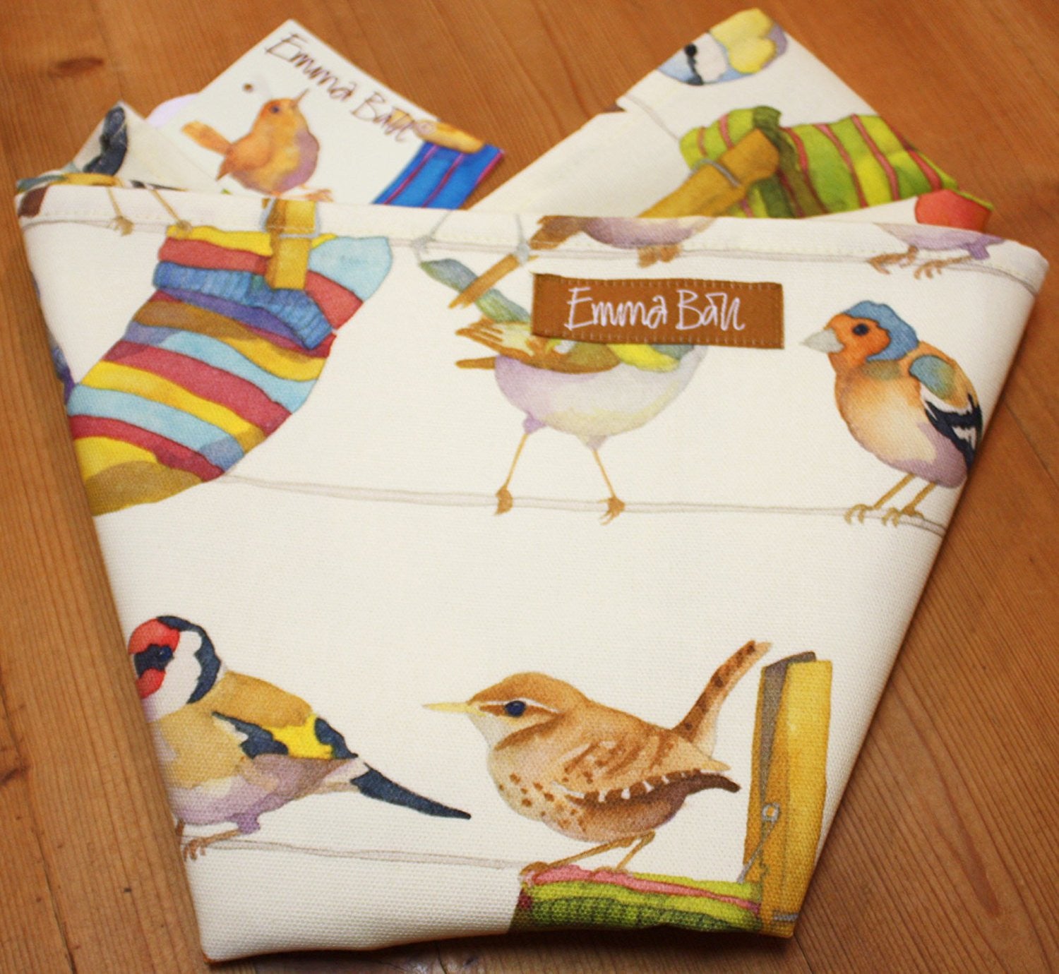 Emma Ball Garden Birds cotton Tea Towel - hanrattycraftsgifts.co.uk