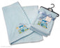 Butterfly/Train Decorated Blue Baby Blanket 75 x 100 cm - bw-112-938p Waffle - hanrattycraftsgifts.co.uk
