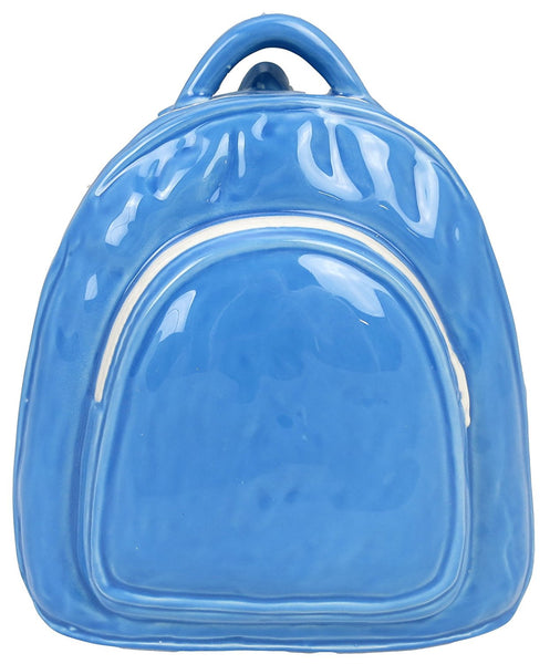 Ceramic Rucksack Money Bank in Blue - hanrattycraftsgifts.co.uk