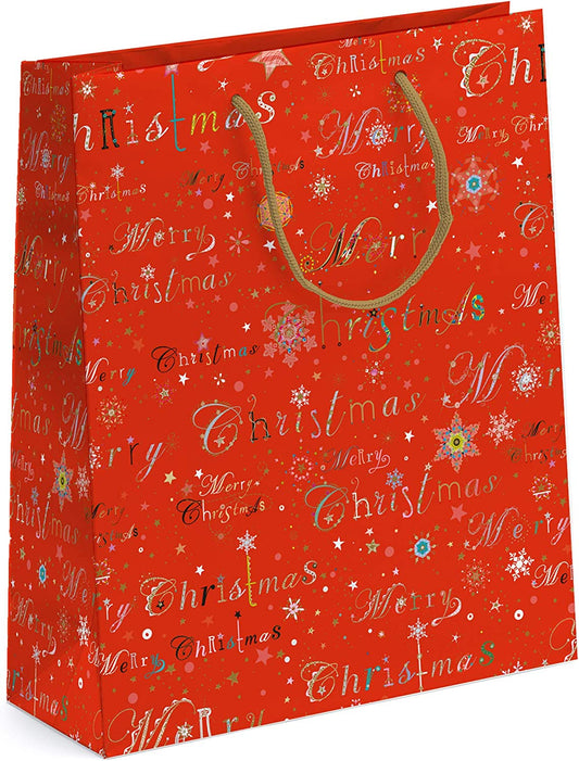 Turnowsky - Beautiful Merry Christmas with Gold Stars and Snowflakes  gift bag