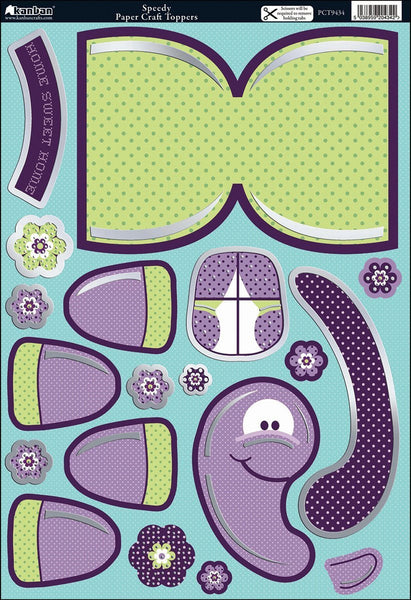 Wobbler Die-Cut Punch-Out Card 2-Sheet Pack-Speedy Purple/Lime - hanrattycraftsgifts.co.uk