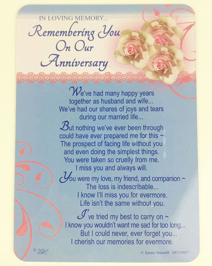 In Loving Memory - Remembering You On Our Anniversary - Grave/Graveside Memorial Card - hanrattycraftsgifts.co.uk