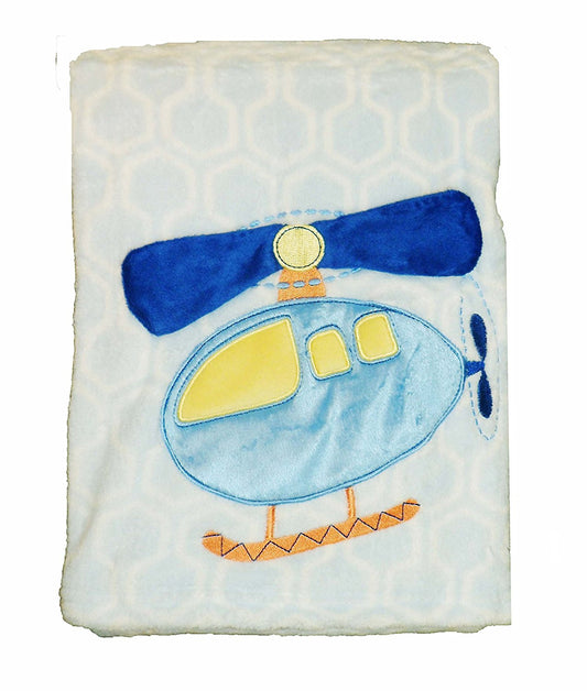 Supersoft Superior Quality Luxurious Blue Helicopter Pram/Crib Blanket - hanrattycraftsgifts.co.uk