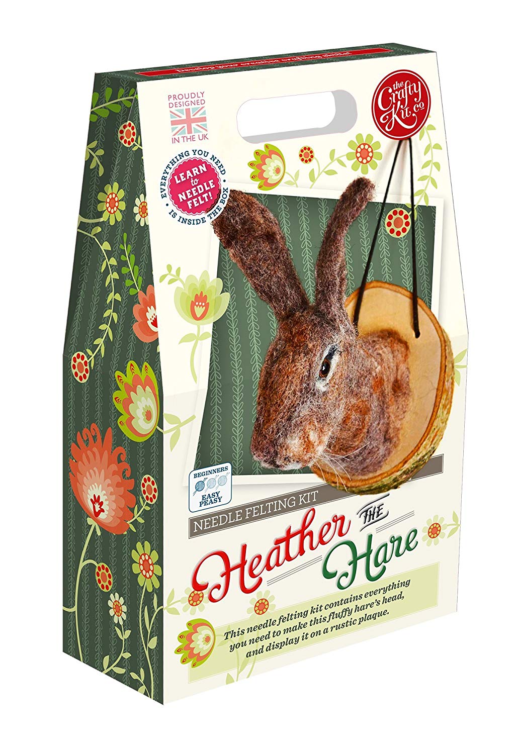 Crafty Kit Company Heather the Hare Beginners Needle Felting Kit, designed and made in the UK, complete with all materials and tools required, perfect gift or starter project for a craft lover. - hanrattycraftsgifts.co.uk