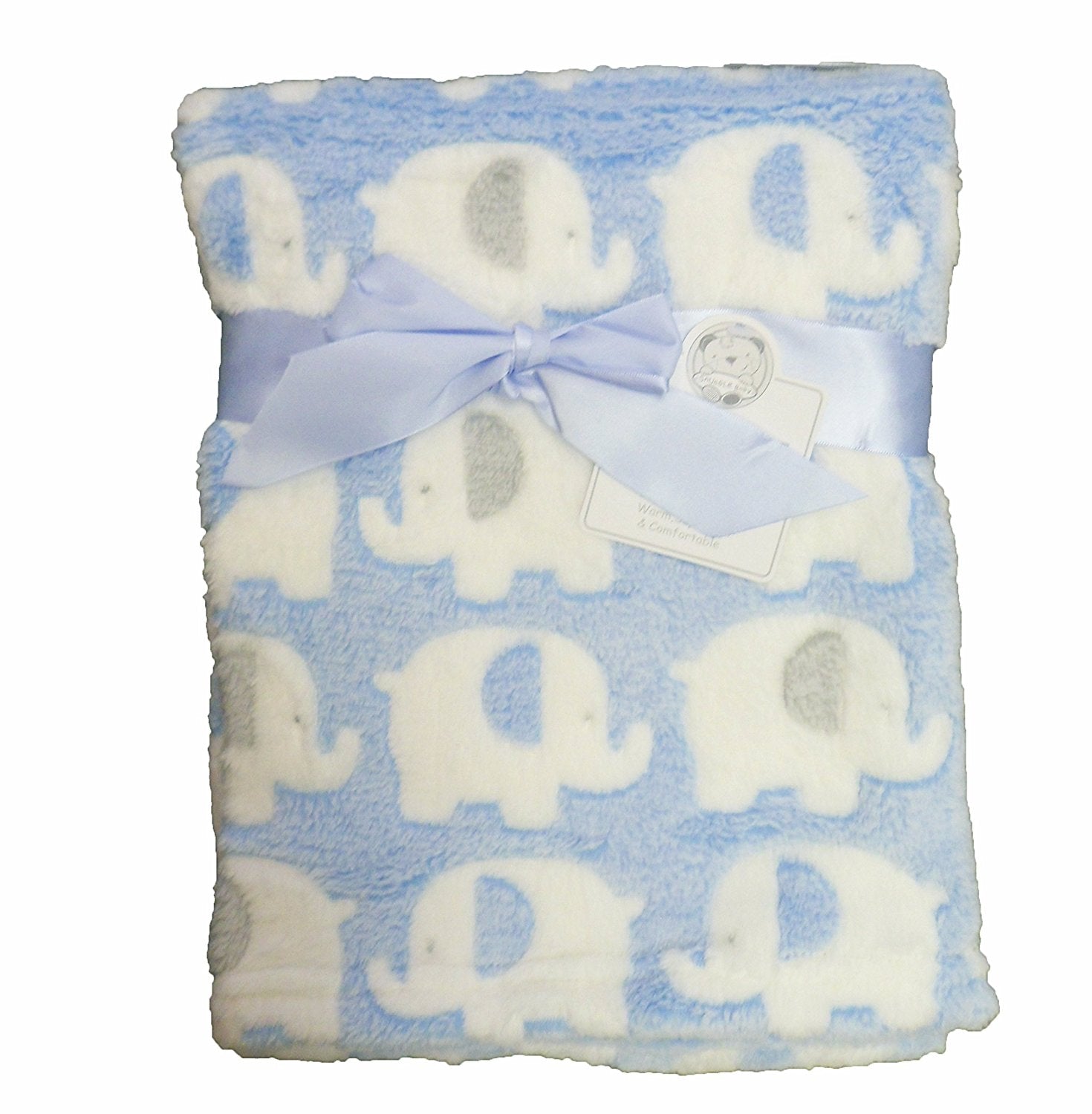 Supersoft Superior Luxurious Quality Blue With Cute Elephants Pram/Crib Blanket - hanrattycraftsgifts.co.uk
