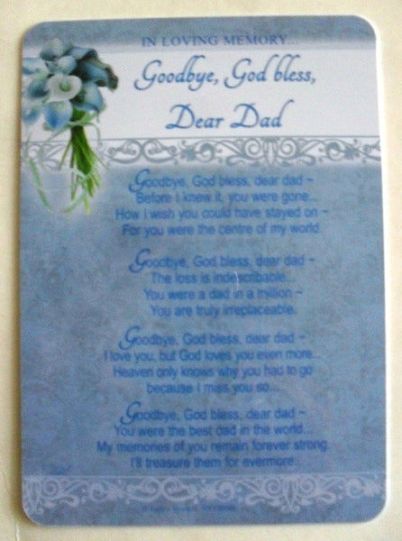 goodbye god bless dear dad graveside card - hanrattycraftsgifts.co.uk