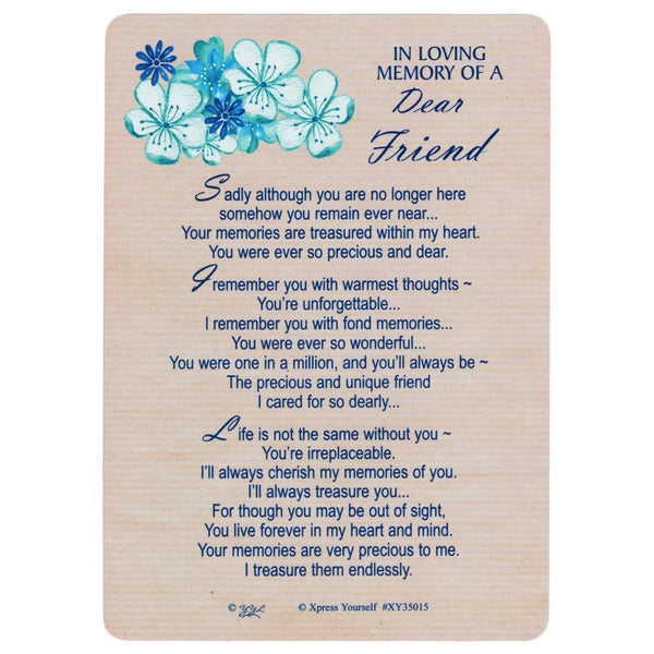 Xpress Yourself Loving Memory Graveside Memorial Card & Holder 5.75 X 4" Relations Friends Etc - Dear Friend 35015 - hanrattycraftsgifts.co.uk