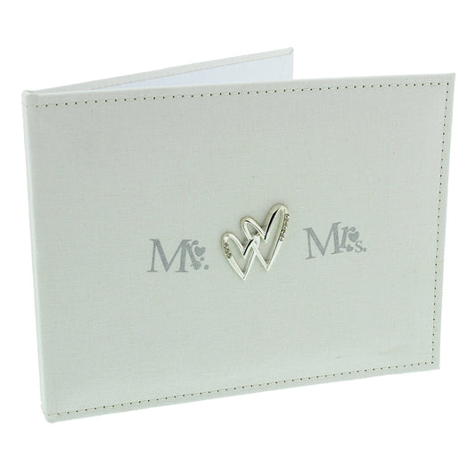 Beautiful Mr & Mrs Linen Wedding Guest Book - hanrattycraftsgifts.co.uk