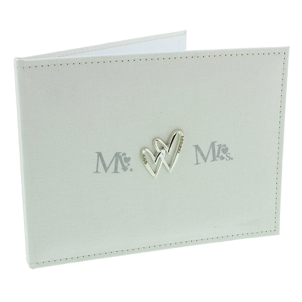 Beautiful Mr & Mrs Linen Wedding Guest Book - hanrattycraftsgifts.co.uk