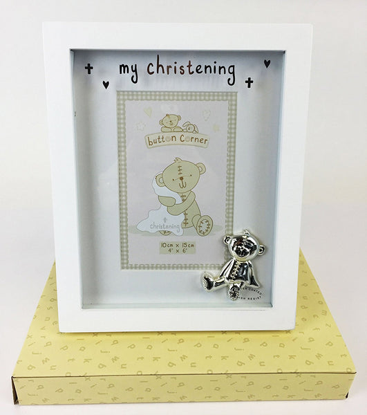 New Christening Photo Frame Keepsake Gift For Baby Girl Boy Box Present Silver - hanrattycraftsgifts.co.uk