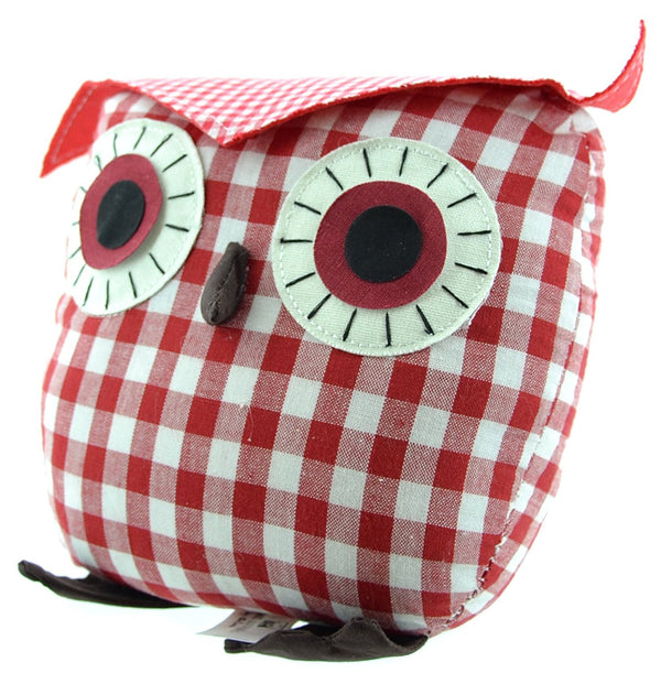 Juliana Home Living 19cm Red Checkered Door Stop - Owl - hanrattycraftsgifts.co.uk