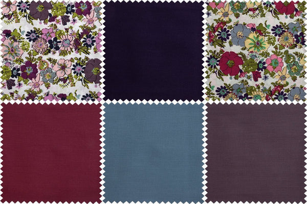 Fat Quarter Bundle: Cotton: 6 x 54cm x 45cm: Berry Floral - hanrattycraftsgifts.co.uk
