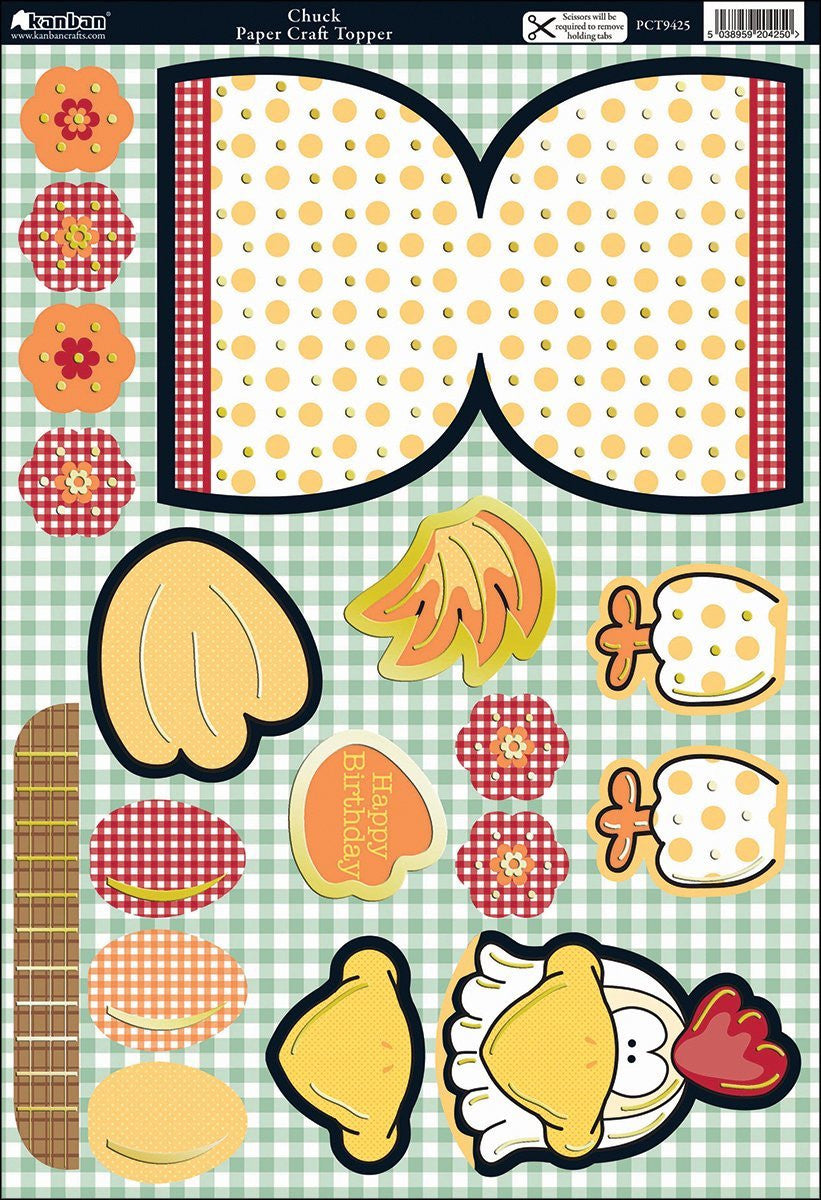 Wobbler Die-Cut Punch-Out Card 2-Sheet Pack-Chuck White/Orange - hanrattycraftsgifts.co.uk