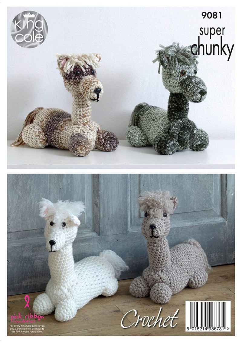 King Cole 9081 Crochet Pattern Andre the Alpaca Toy / Doorstop in King Cole Big Value Super Chunky - hanrattycraftsgifts.co.uk