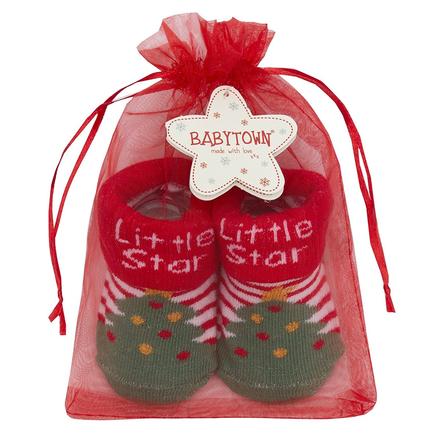 Babytown Festive Christmas Baby Cotton Rich Socks in Tote Bag - hanrattycraftsgifts.co.uk
