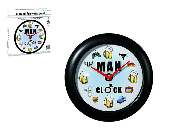 Out of the blue 79 / 3167 Plastic wall Clock, Clock with Sound for MAN 3 AA batteries (AA), approx. 34 CM - hanrattycraftsgifts.co.uk