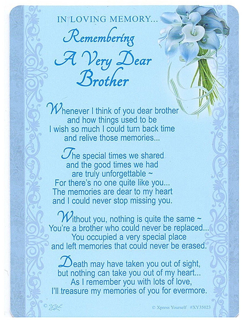 In Loving Memory - Remembering A Very Dear Brother - Grave/Graveside Memorial Card - hanrattycraftsgifts.co.uk