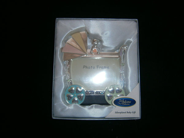silver plated pram photo frame 3-3/4 x 2-3/4 - hanrattycraftsgifts.co.uk
