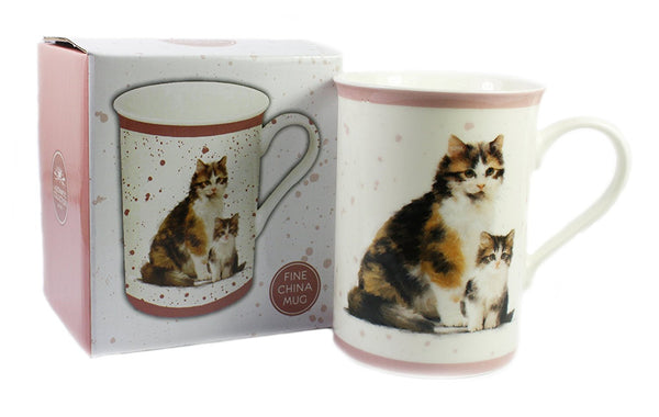 Macneil Cat and Kitten Fine China Mug (Tortoiseshell) - hanrattycraftsgifts.co.uk