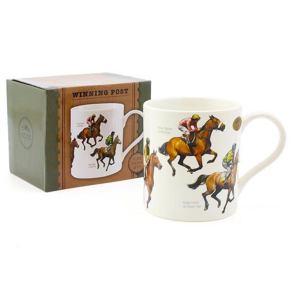 The Leonardo Collection Winning Post Fine China Windsor Mug ,Horse Racing Design, Famous Horses & Jockeys Perfect Cup for Fans of Horse Racing - hanrattycraftsgifts.co.uk