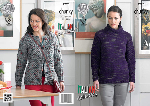 King Cole 4295 Ladies Sweater and Cardigan in King Cole Florence Chunky - hanrattycraftsgifts.co.uk