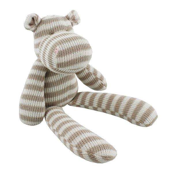 Bambino Cotton Knitted Stripe - Hippo Soft Toy - hanrattycraftsgifts.co.uk
