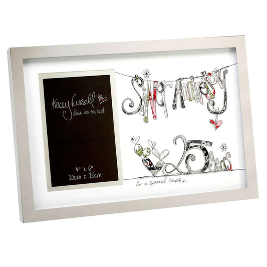 Tracey Russell Photo Frame & Glitter Print Mount - 25th Ann - hanrattycraftsgifts.co.uk