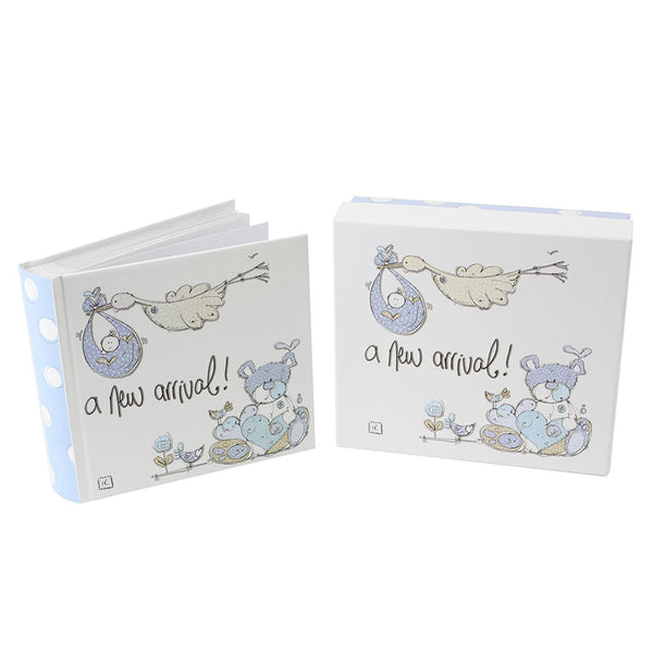 Tracey Russell Polka Dot Baby Album 6" x 4" - A New Arrival (Boy) - hanrattycraftsgifts.co.uk