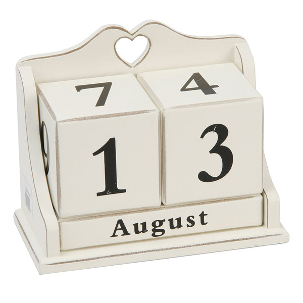 Home Living Vintage Style Heart Accented MDF Perpetual Calendar - hanrattycraftsgifts.co.uk