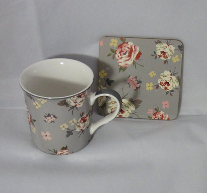 Vintage Floral Mug and Coaster Boxed Set by Jennifer Rose - hanrattycraftsgifts.co.uk
