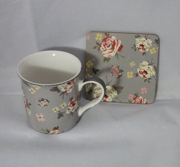 Vintage Floral Mug and Coaster Boxed Set by Jennifer Rose - hanrattycraftsgifts.co.uk
