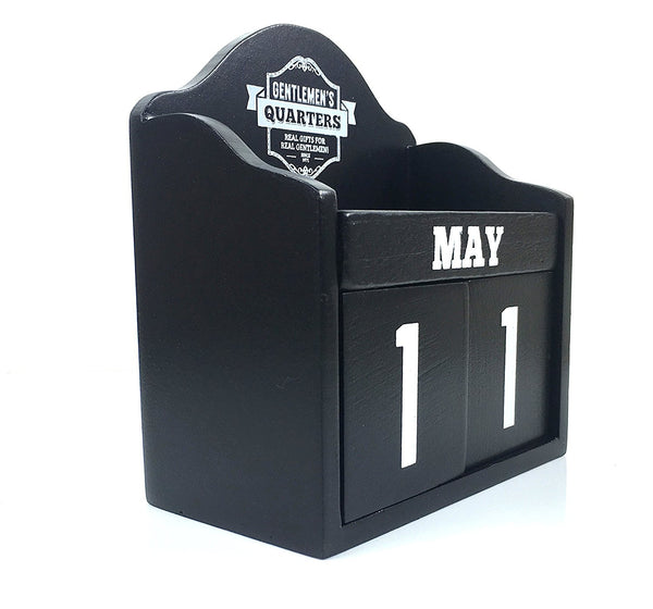 Perpetual Wooden Block Calendar Black Vintage Shabby Chic - hanrattycraftsgifts.co.uk