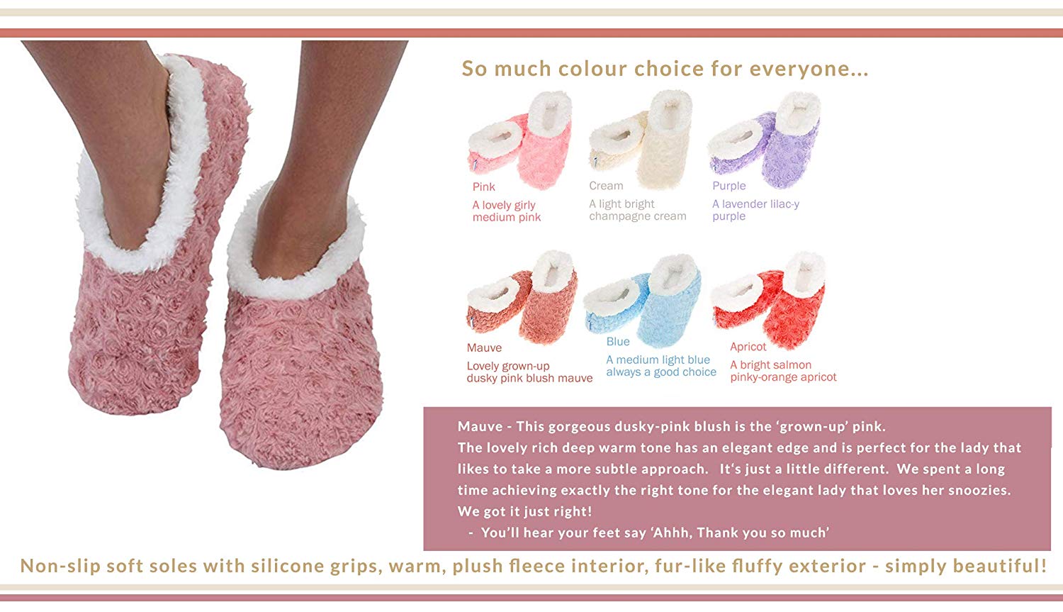 Ladies Super Soft Rose Textured Fur-Like Fabric Snoozies Slippers - hanrattycraftsgifts.co.uk