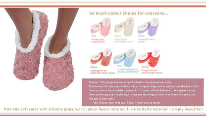 Ladies Super Soft Rose Textured Fur-Like Fabric Snoozies Slippers - hanrattycraftsgifts.co.uk