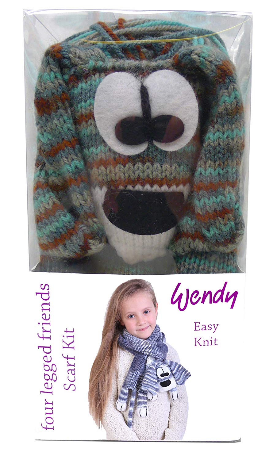 Wendy Four Legged Friends Easy Knit Scarf Kit (Dog) - hanrattycraftsgifts.co.uk