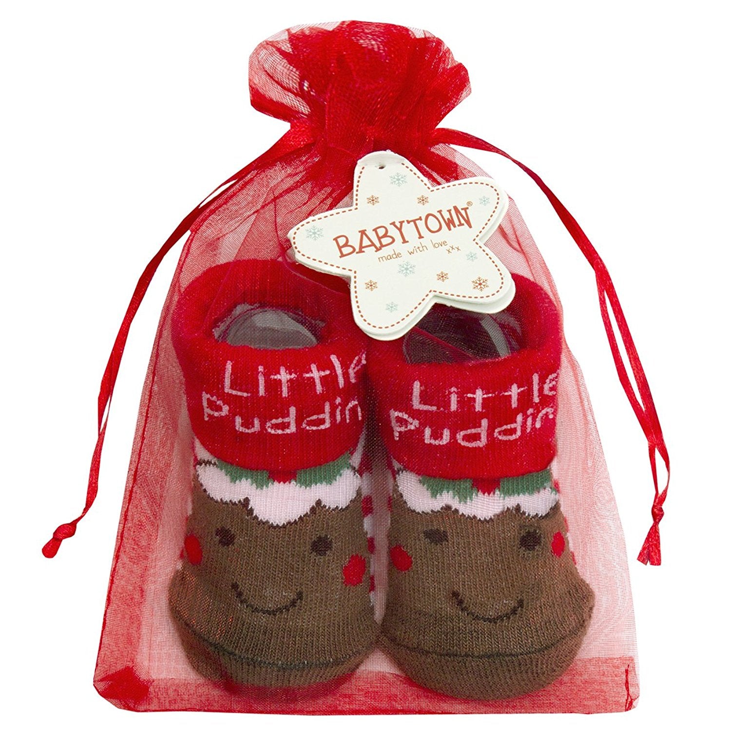 Babytown Festive Christmas Baby Cotton Rich Socks in Tote Bag - hanrattycraftsgifts.co.uk